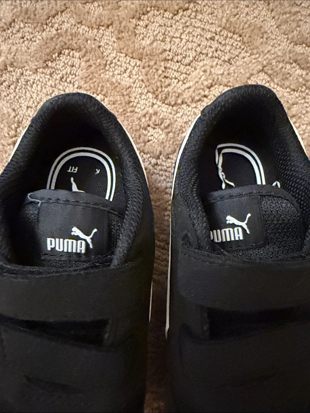 Puma Kids Black and White Velcro Athletic Sneakers